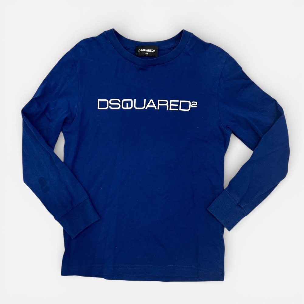DSQUARED2 | Kids Blue Logo Long Sleeve Tee Designer Streetwear 6Y Casual‎ Basic